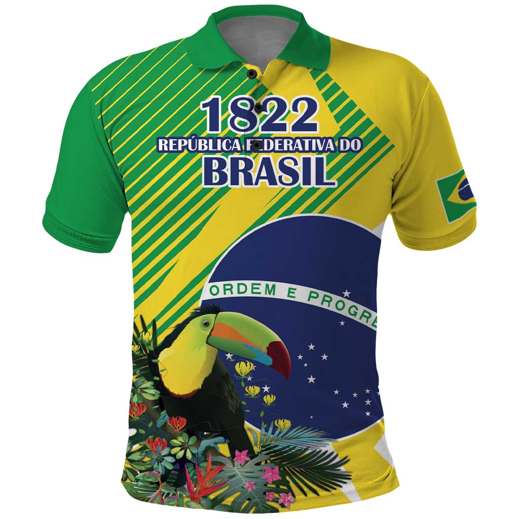 Custom Brazil Independence Day Polo Shirt Toco Toucan Ordem e Progresso - Wonder Print Shop