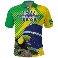 Custom Brazil Independence Day Polo Shirt Toco Toucan Ordem e Progresso - Wonder Print Shop