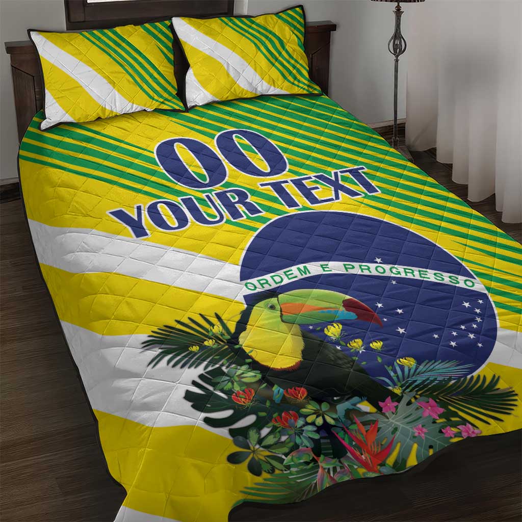 Custom Brazil Independence Day Quilt Bed Set Toco Toucan Ordem e Progresso - Wonder Print Shop