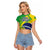 Custom Brazil Independence Day Raglan Cropped T Shirt Toco Toucan Ordem e Progresso - Wonder Print Shop