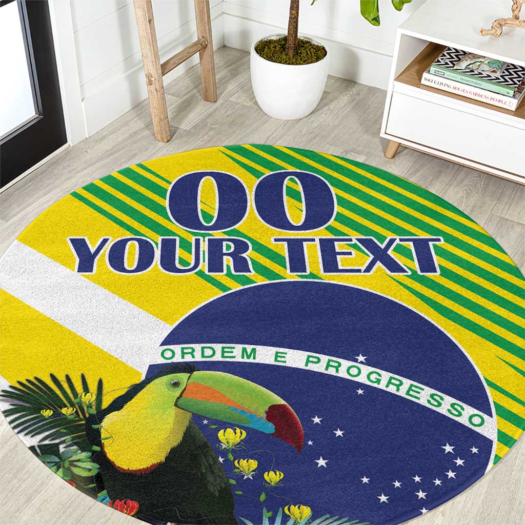 Custom Brazil Independence Day Round Carpet Toco Toucan Ordem e Progresso