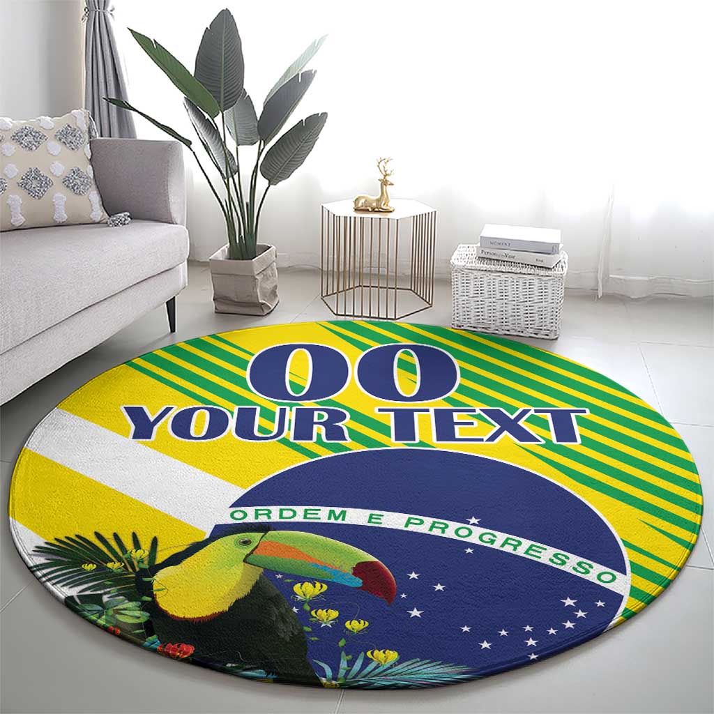 Custom Brazil Independence Day Round Carpet Toco Toucan Ordem e Progresso
