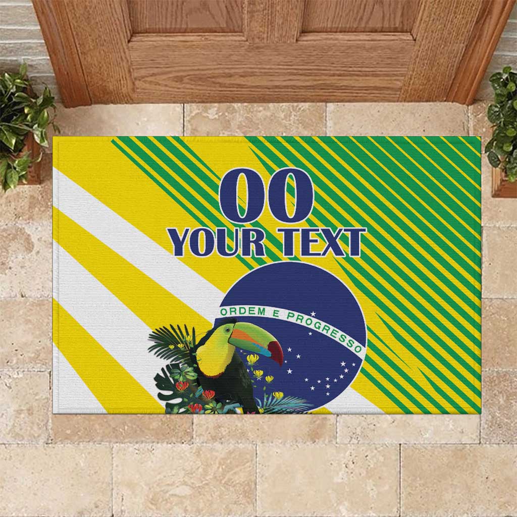 Custom Brazil Independence Day Rubber Doormat Toco Toucan Ordem e Progresso - Wonder Print Shop
