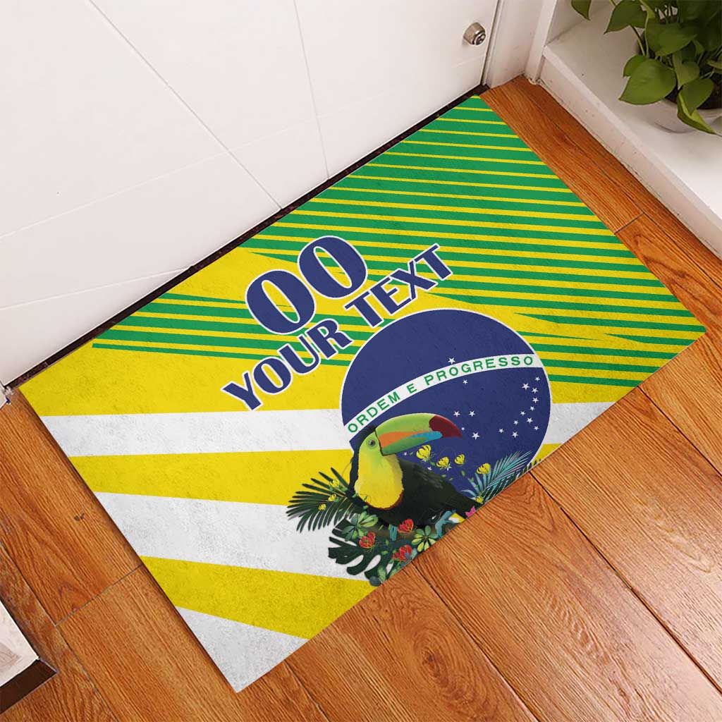 Custom Brazil Independence Day Rubber Doormat Toco Toucan Ordem e Progresso - Wonder Print Shop