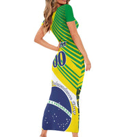 Custom Brazil Independence Day Short Sleeve Bodycon Dress Toco Toucan Ordem e Progresso - Wonder Print Shop
