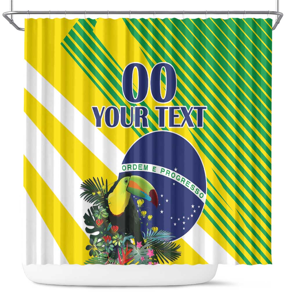 Custom Brazil Independence Day Shower Curtain Toco Toucan Ordem e Progresso