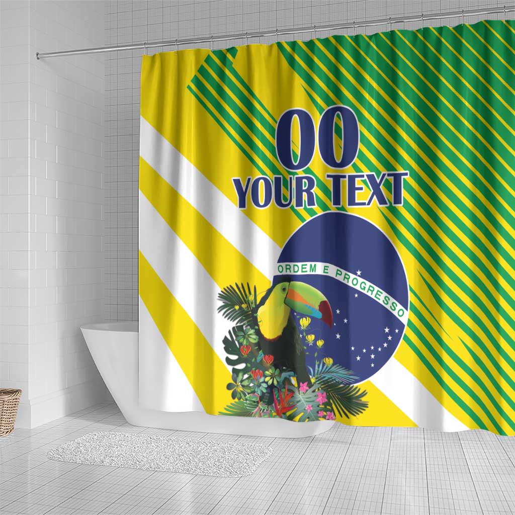Custom Brazil Independence Day Shower Curtain Toco Toucan Ordem e Progresso