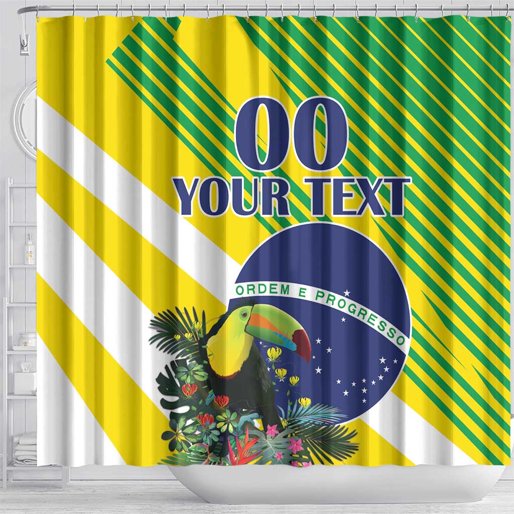 Custom Brazil Independence Day Shower Curtain Toco Toucan Ordem e Progresso