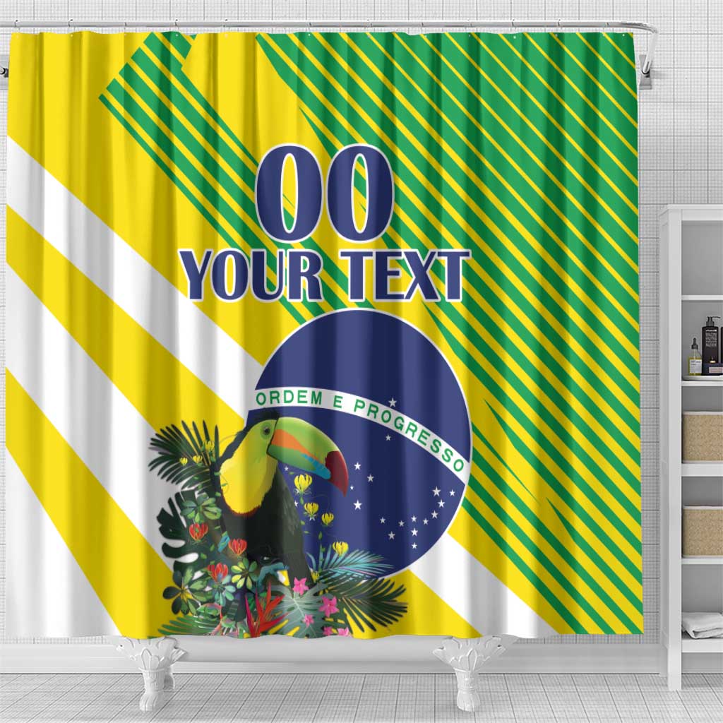 Custom Brazil Independence Day Shower Curtain Toco Toucan Ordem e Progresso
