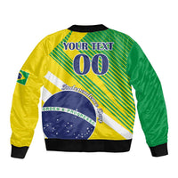 Custom Brazil Independence Day Sleeve Zip Bomber Jacket Toco Toucan Ordem e Progresso - Wonder Print Shop
