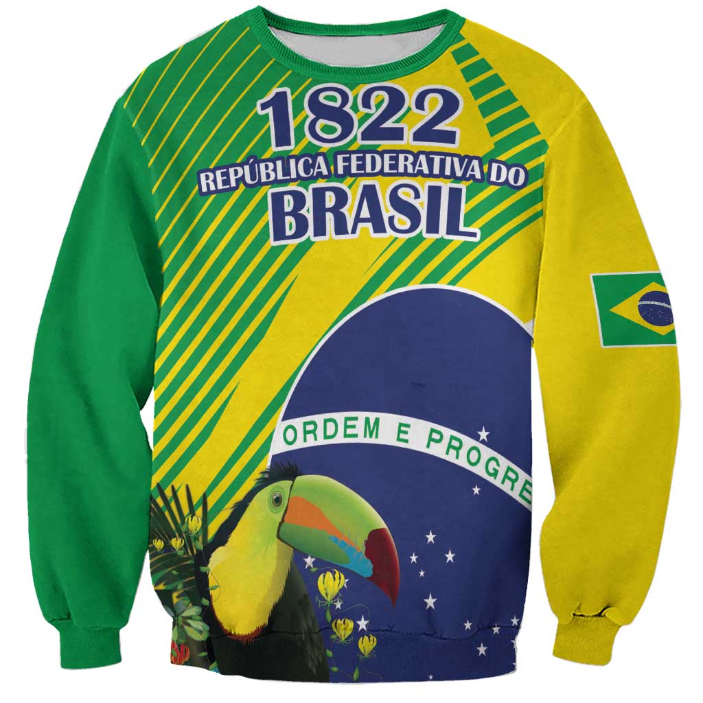 Custom Brazil Independence Day Sweatshirt Toco Toucan Ordem e Progresso - Wonder Print Shop