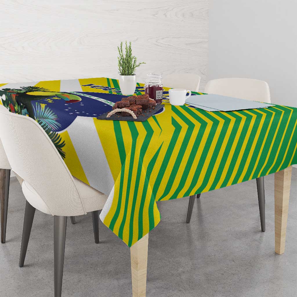 Custom Brazil Independence Day Tablecloth Toco Toucan Ordem e Progresso - Wonder Print Shop