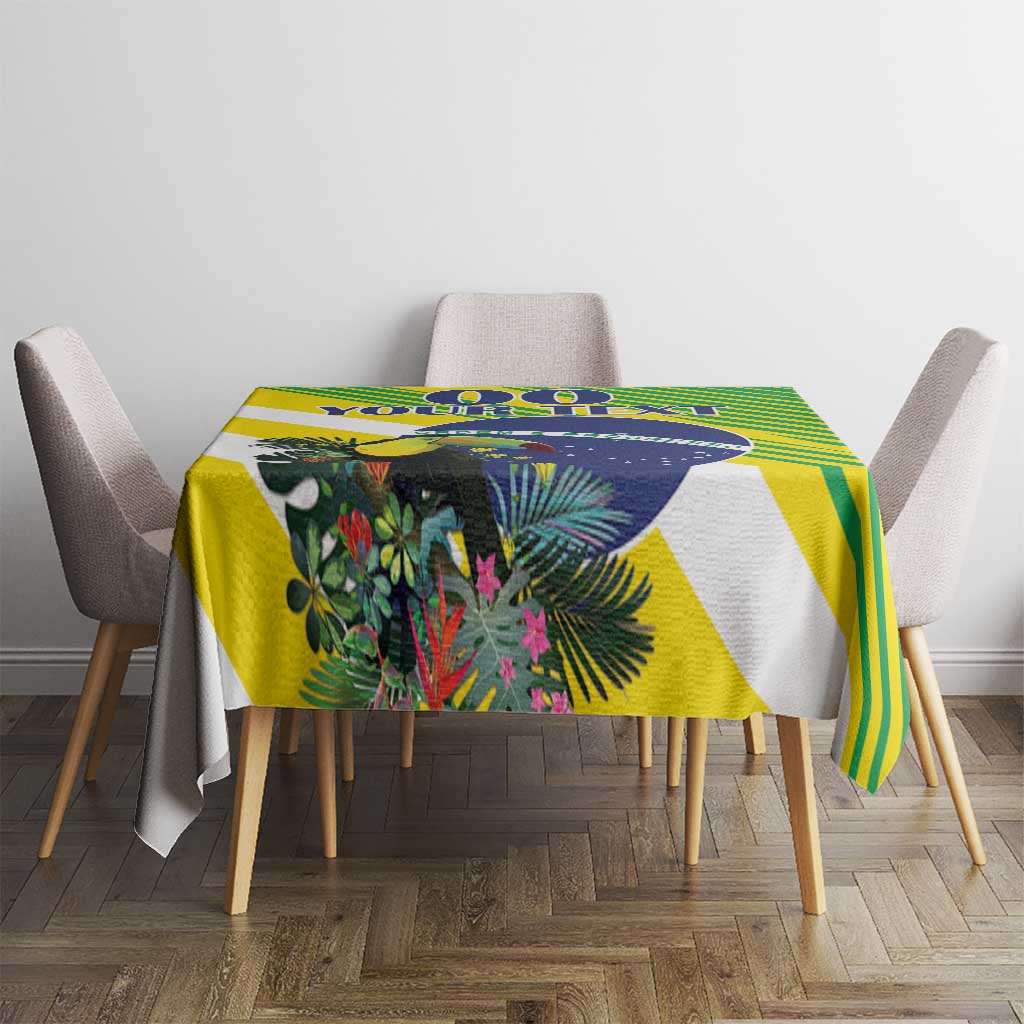 Custom Brazil Independence Day Tablecloth Toco Toucan Ordem e Progresso - Wonder Print Shop