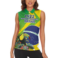 Custom Brazil Independence Day Women Sleeveless Polo Shirt Toco Toucan Ordem e Progresso - Wonder Print Shop