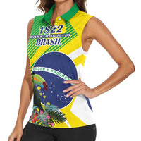 Custom Brazil Independence Day Women Sleeveless Polo Shirt Toco Toucan Ordem e Progresso - Wonder Print Shop