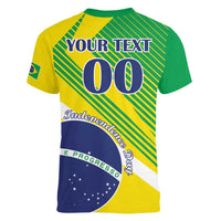Custom Brazil Independence Day Women V-Neck T-Shirt Toco Toucan Ordem e Progresso - Wonder Print Shop