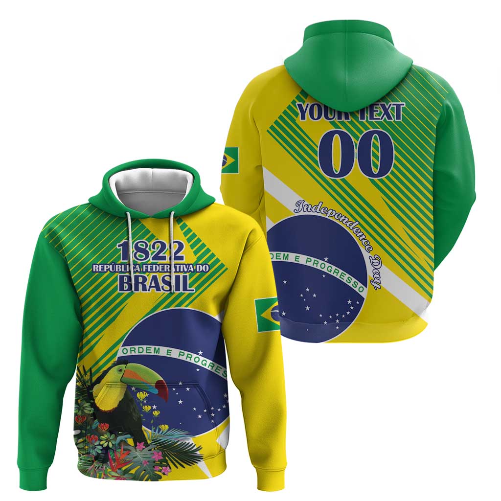 Custom Brazil Independence Day Zip Hoodie Toco Toucan Ordem e Progresso - Wonder Print Shop