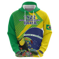 Custom Brazil Independence Day Zip Hoodie Toco Toucan Ordem e Progresso - Wonder Print Shop