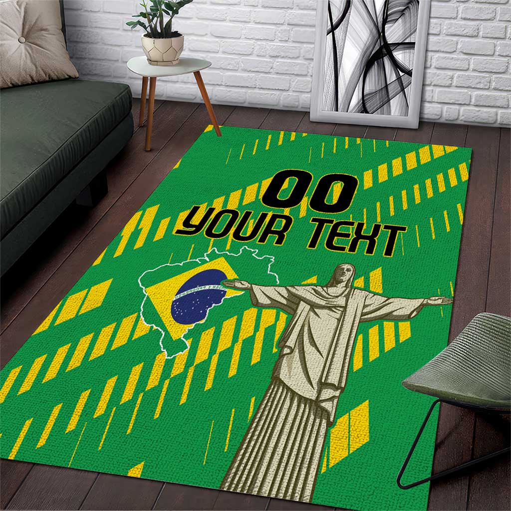 Custom Brazil Happy Independence Day Area Rug Cristo Redentor Flag Style - Wonder Print Shop