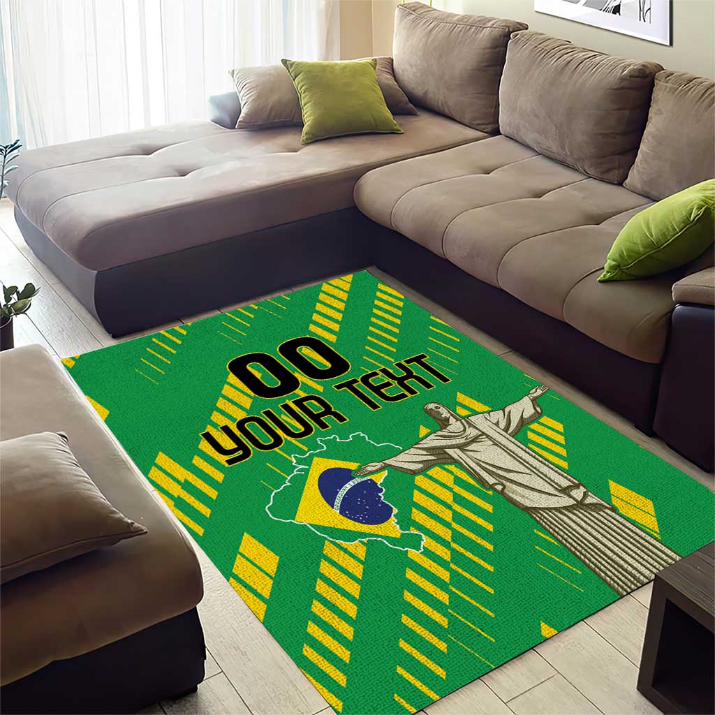 Custom Brazil Happy Independence Day Area Rug Cristo Redentor Flag Style - Wonder Print Shop