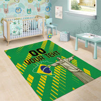 Custom Brazil Happy Independence Day Area Rug Cristo Redentor Flag Style - Wonder Print Shop