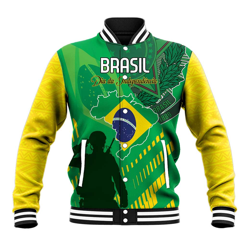Custom Brazil Happy Independence Day Baseball Jacket Cristo Redentor Flag Style - Wonder Print Shop