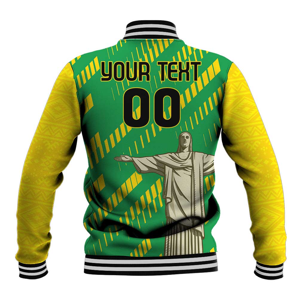 Custom Brazil Happy Independence Day Baseball Jacket Cristo Redentor Flag Style - Wonder Print Shop
