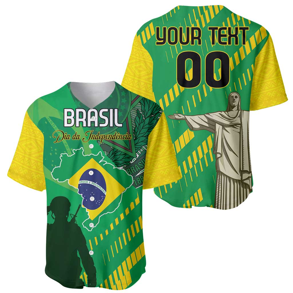 Custom Brazil Happy Independence Day Baseball Jersey Cristo Redentor Flag Style - Wonder Print Shop