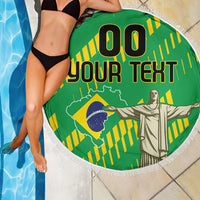 Custom Brazil Happy Independence Day Beach Blanket Cristo Redentor Flag Style - Wonder Print Shop