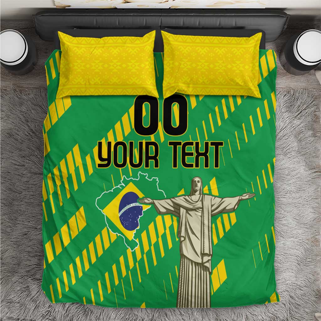 Custom Brazil Happy Independence Day Bedding Set Cristo Redentor Flag Style - Wonder Print Shop