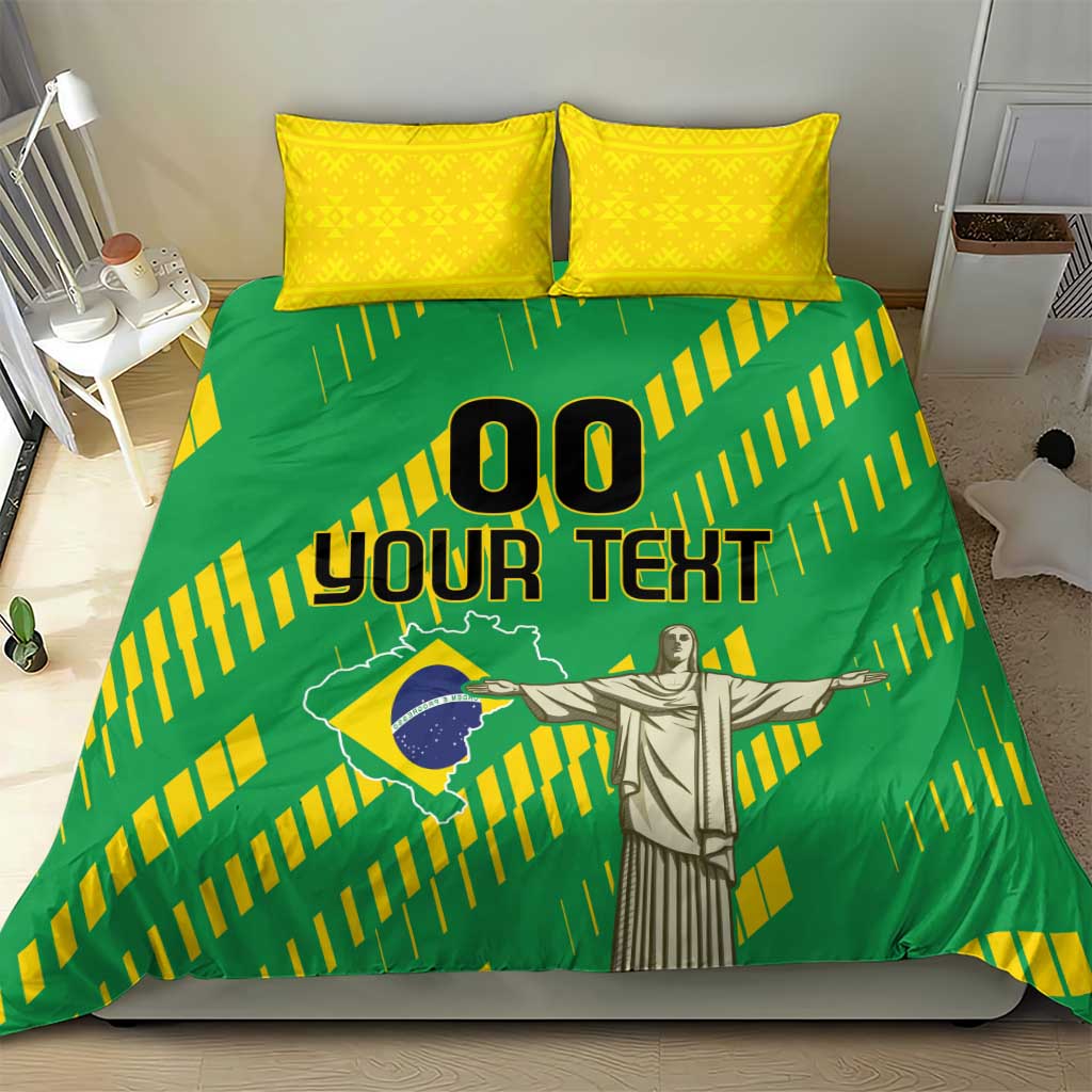 Custom Brazil Happy Independence Day Bedding Set Cristo Redentor Flag Style - Wonder Print Shop
