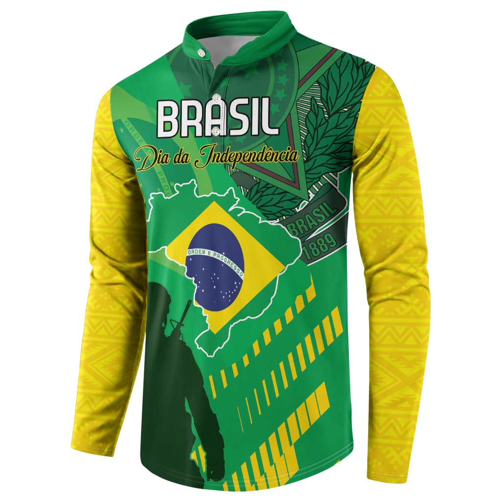 Custom Brazil Happy Independence Day Button Sweatshirt Cristo Redentor Flag Style - Wonder Print Shop