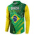 Custom Brazil Happy Independence Day Button Sweatshirt Cristo Redentor Flag Style - Wonder Print Shop