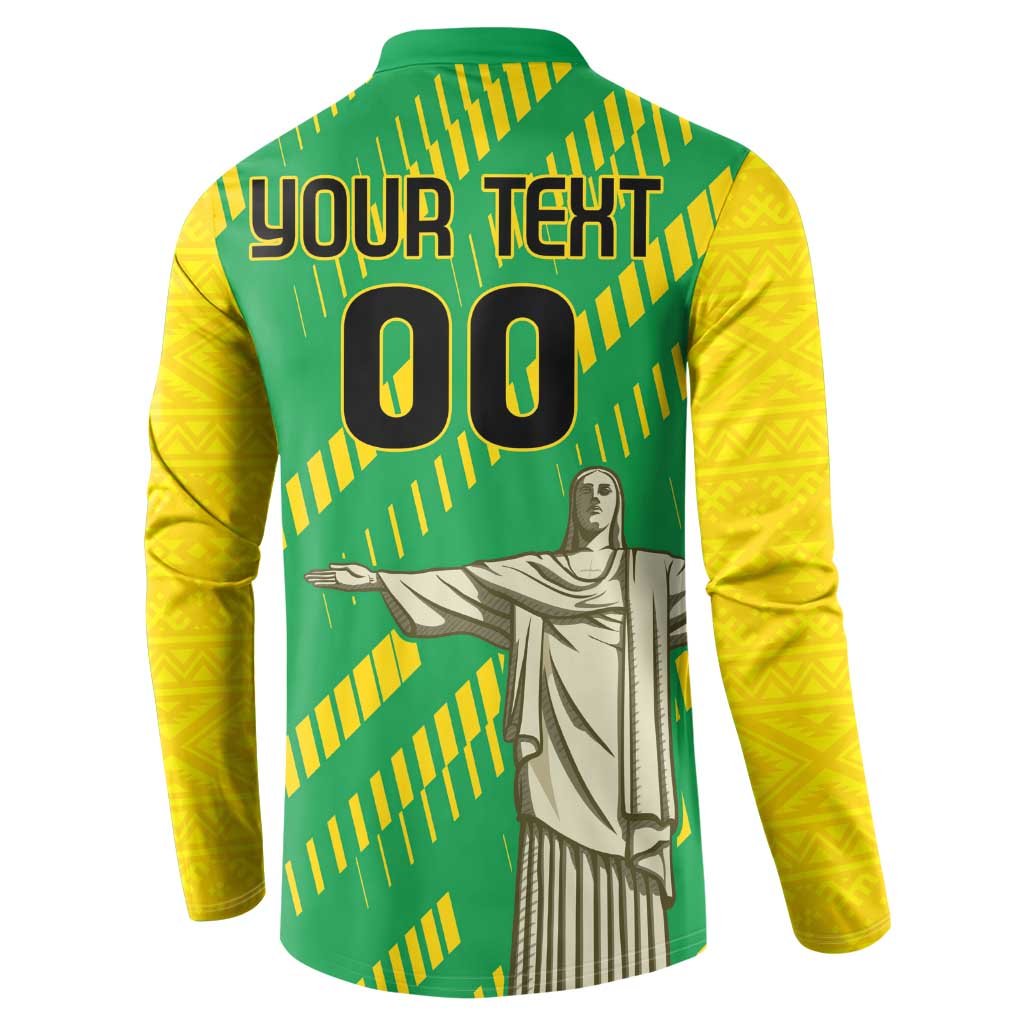 Custom Brazil Happy Independence Day Button Sweatshirt Cristo Redentor Flag Style - Wonder Print Shop