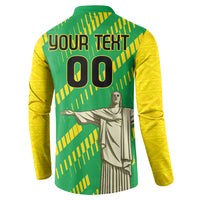 Custom Brazil Happy Independence Day Button Sweatshirt Cristo Redentor Flag Style - Wonder Print Shop