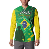 Custom Brazil Happy Independence Day Button Sweatshirt Cristo Redentor Flag Style - Wonder Print Shop