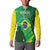 Custom Brazil Happy Independence Day Button Sweatshirt Cristo Redentor Flag Style - Wonder Print Shop