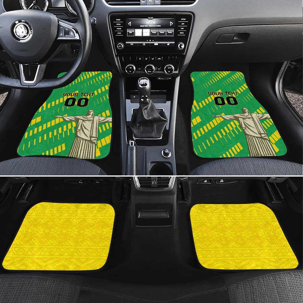 Custom Brazil Happy Independence Day Car Mats Cristo Redentor Flag Style - Wonder Print Shop