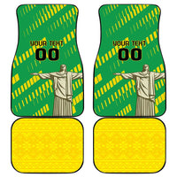 Custom Brazil Happy Independence Day Car Mats Cristo Redentor Flag Style - Wonder Print Shop