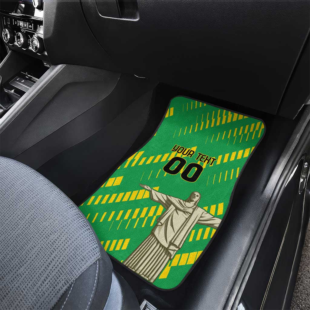 Custom Brazil Happy Independence Day Car Mats Cristo Redentor Flag Style - Wonder Print Shop