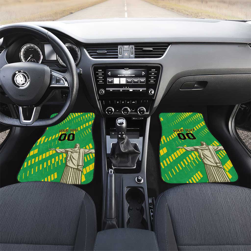 Custom Brazil Happy Independence Day Car Mats Cristo Redentor Flag Style - Wonder Print Shop