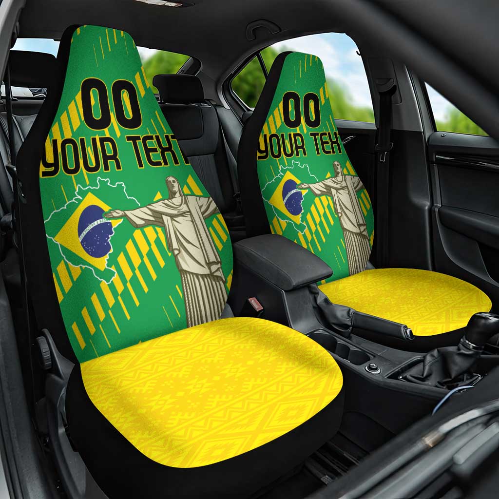 Custom Brazil Happy Independence Day Car Seat Cover Cristo Redentor Flag Style - Wonder Print Shop