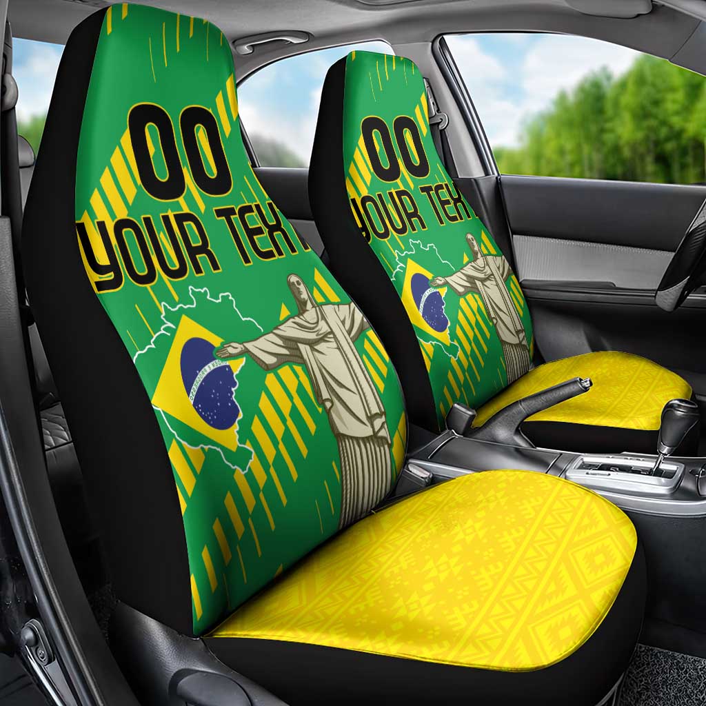 Custom Brazil Happy Independence Day Car Seat Cover Cristo Redentor Flag Style - Wonder Print Shop