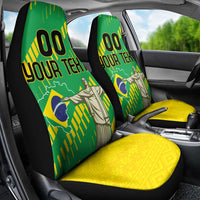 Custom Brazil Happy Independence Day Car Seat Cover Cristo Redentor Flag Style - Wonder Print Shop