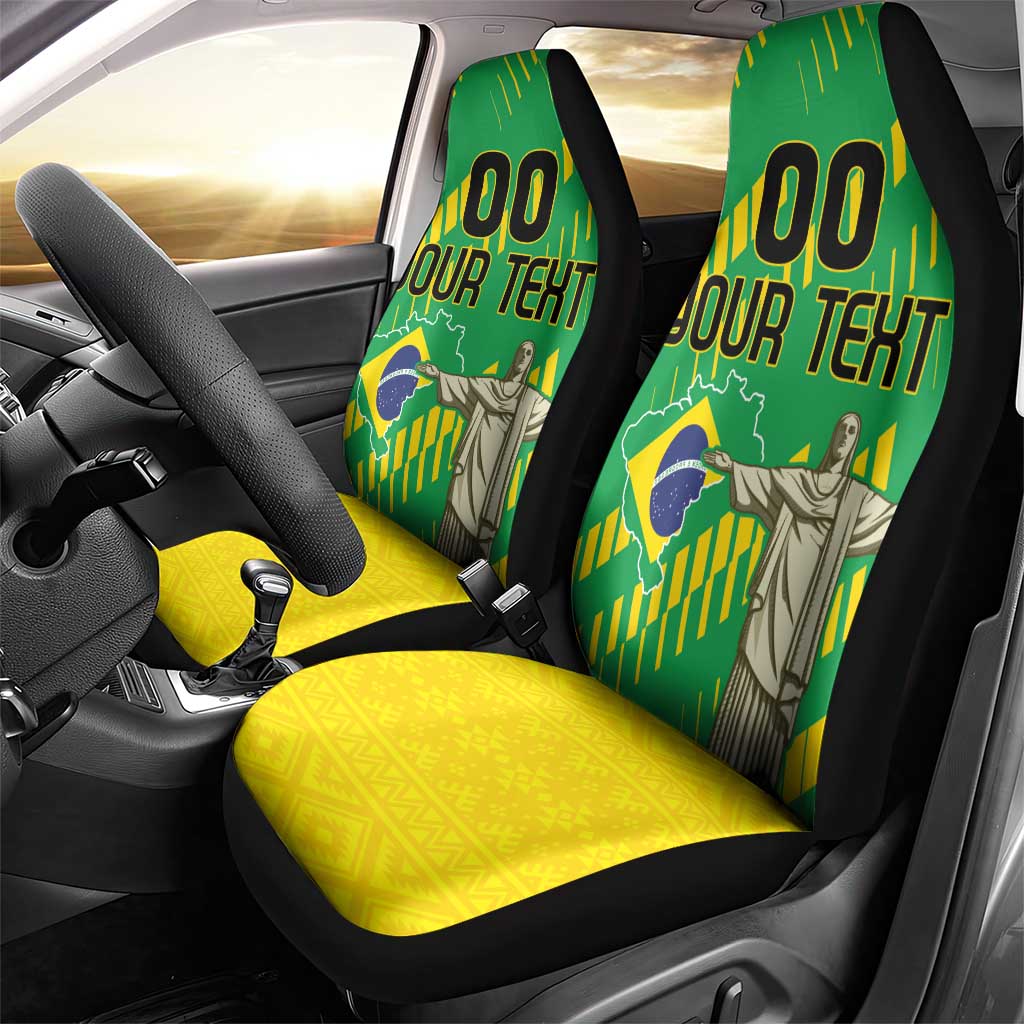 Custom Brazil Happy Independence Day Car Seat Cover Cristo Redentor Flag Style - Wonder Print Shop