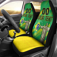 Custom Brazil Happy Independence Day Car Seat Cover Cristo Redentor Flag Style - Wonder Print Shop