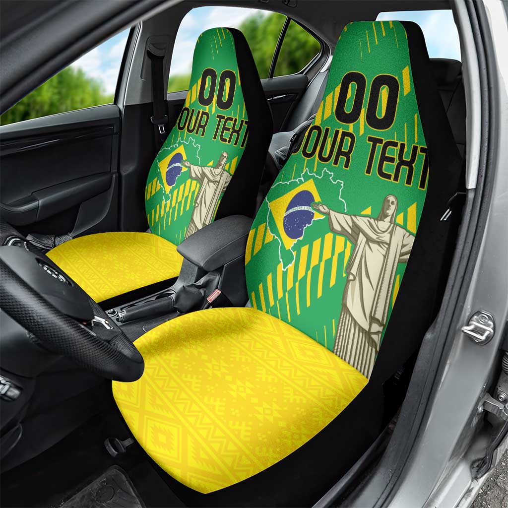Custom Brazil Happy Independence Day Car Seat Cover Cristo Redentor Flag Style - Wonder Print Shop