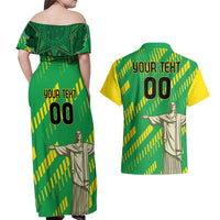 Custom Brazil Happy Independence Day Couples Matching Off Shoulder Maxi Dress and Hawaiian Shirt Cristo Redentor Flag Style - Wonder Print Shop