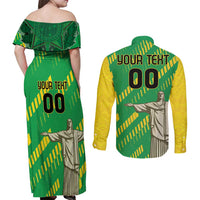 Custom Brazil Happy Independence Day Couples Matching Off Shoulder Maxi Dress and Long Sleeve Button Shirt Cristo Redentor Flag Style - Wonder Print Shop