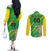 Custom Brazil Happy Independence Day Couples Matching Off The Shoulder Long Sleeve Dress and Long Sleeve Button Shirt Cristo Redentor Flag Style
